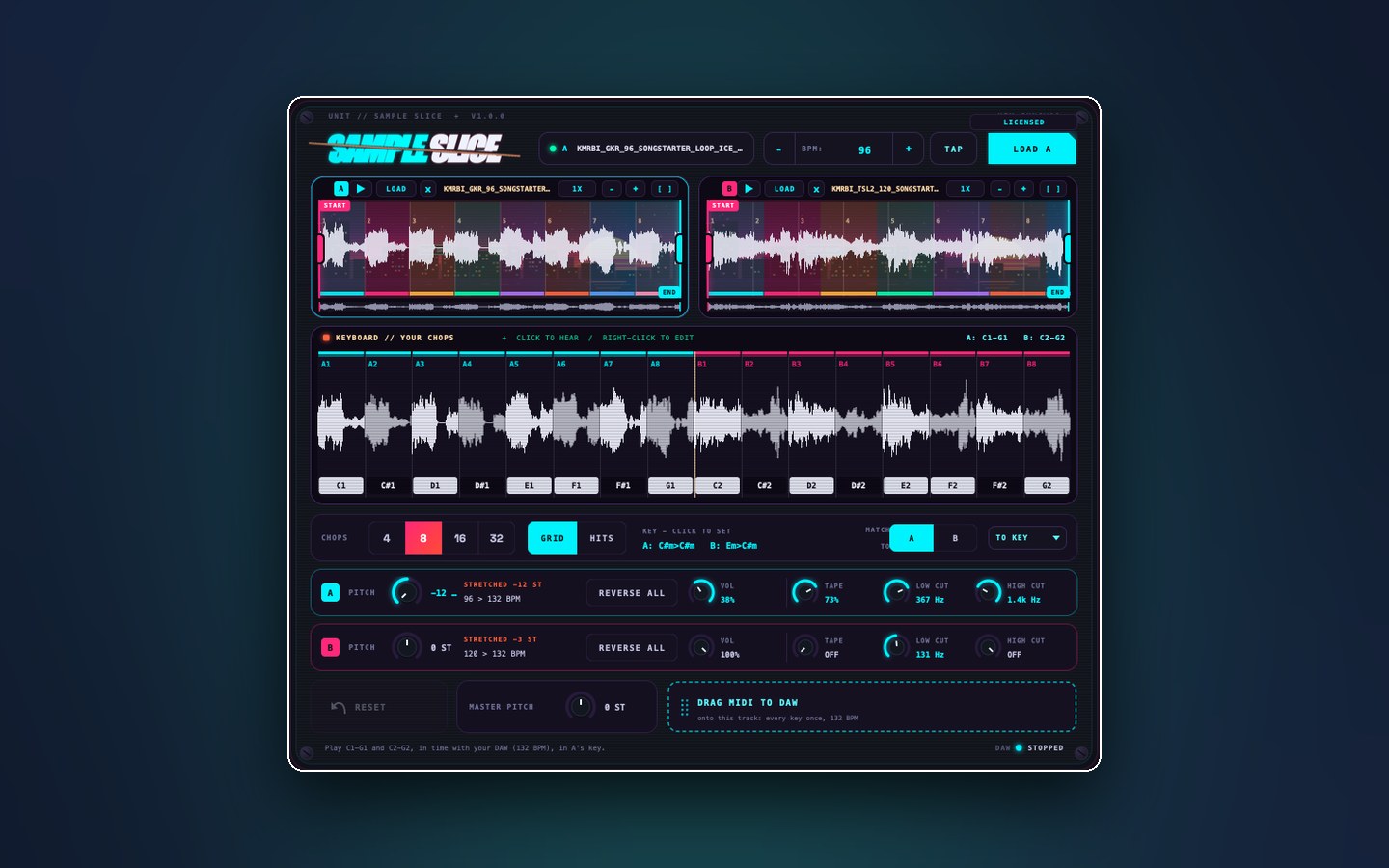 The Sample Slice plugin interface