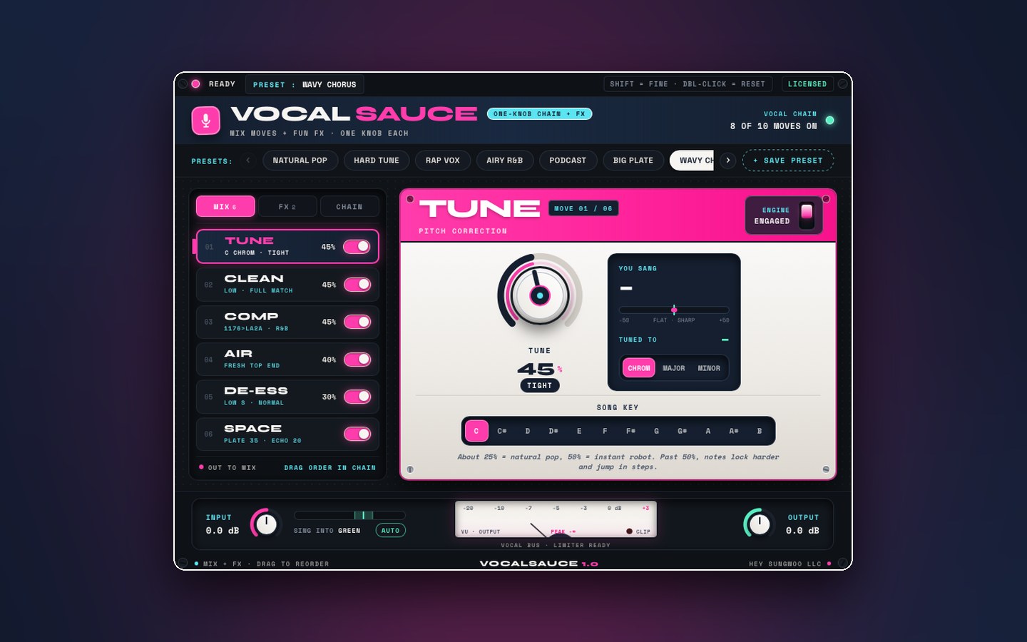 The VocalSauce plugin interface